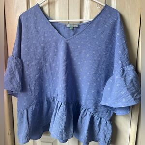 Blue white daisy blouse